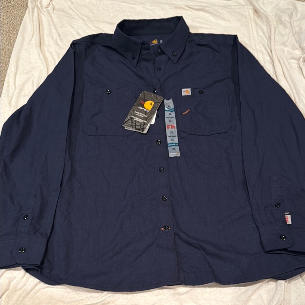 Carhartt Navy Blue Button-Up Shirt